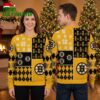 Boston Bruins Checkerboard Christmas Trees And Reindeer Ugly Christmas Sweater 2 boston bruins checkerboard christmas trees and reindeer ugly christmas sweater