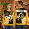 boston bruins skull graphic striped ugly christmas sweater