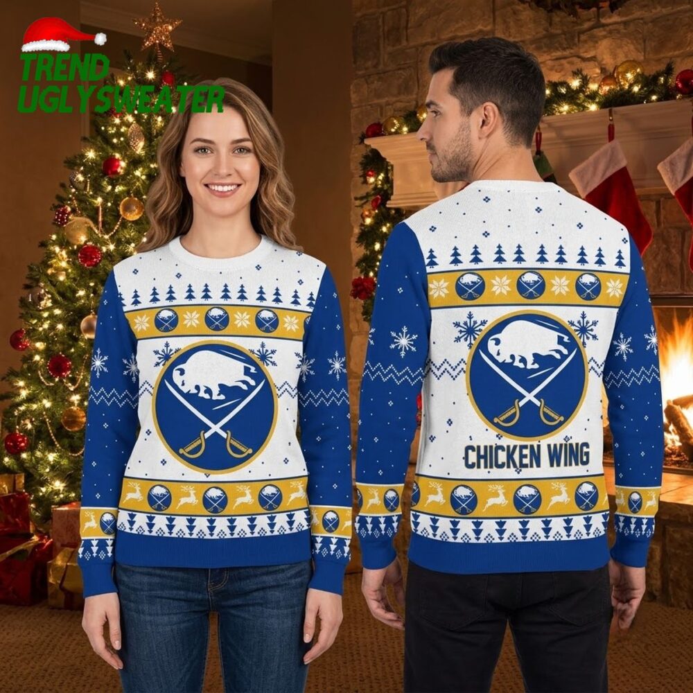 buffalo sabres chicken wing logo ugly christmas sweater