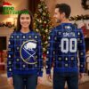 buffalo sabres personalized custom name and number snowflake plaid ugly christmas sweater