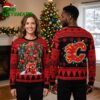 Calgary Flames Hockey Christmas Tree Ugly Christmas Sweater 2 calgary flames hockey christmas tree ugly christmas sweater