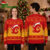 Calgary Flames Santa Hat Logo Winter Ugly Christmas Sweater 2 calgary flames santa hat logo winter ugly christmas sweater