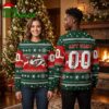 Carolina Hurricanes Custom Name And Number Snowflake Ugly Christmas Sweater 2 carolina hurricanes custom name and number snowflake ugly christmas sweater