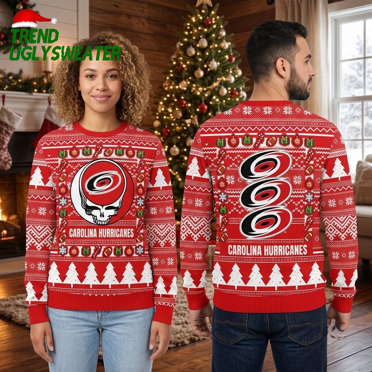 carolina hurricanes grateful dead skull christmas ugly christmas sweater carolina hurricanes grateful dead skull christmas ugly christmas sweater