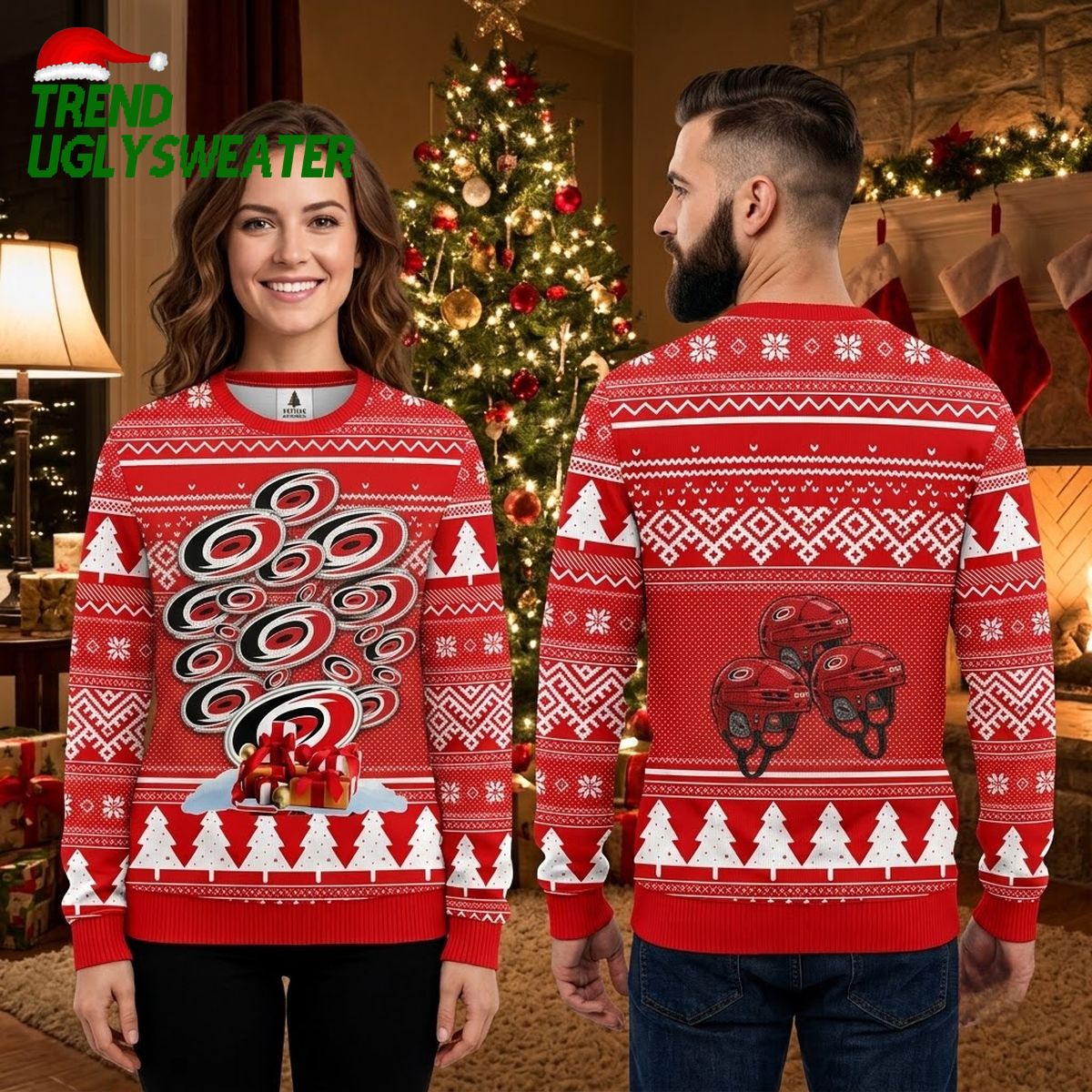 carolina hurricanes logo christmas tree and cardinals ugly christmas sweater carolina hurricanes logo christmas tree and cardinals ugly christmas sweater