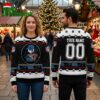carolina panthers skeleton football player custom name and number ugly christmas sweater