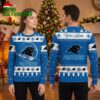 carolina panthers snowflake mascot custom name ugly christmas sweater