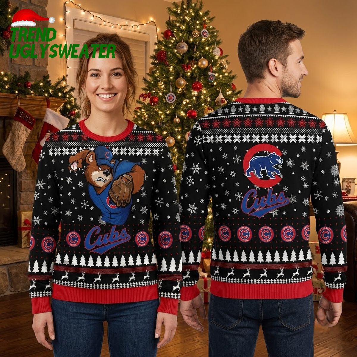 chicago cubs bear mascot throwing snowballs ugly christmas sweater chicago cubs bear mascot throwing snowballs ugly christmas sweater