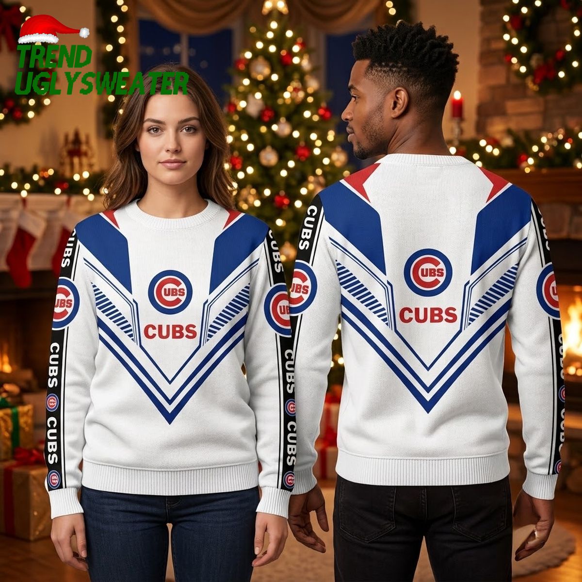 chicago cubs chevron logo ugly christmas sweater chicago cubs chevron logo ugly christmas sweater