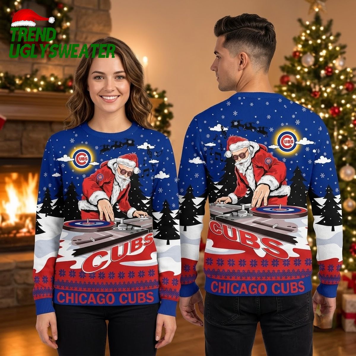 chicago cubs dj santa ugly christmas sweater chicago cubs dj santa ugly christmas sweater