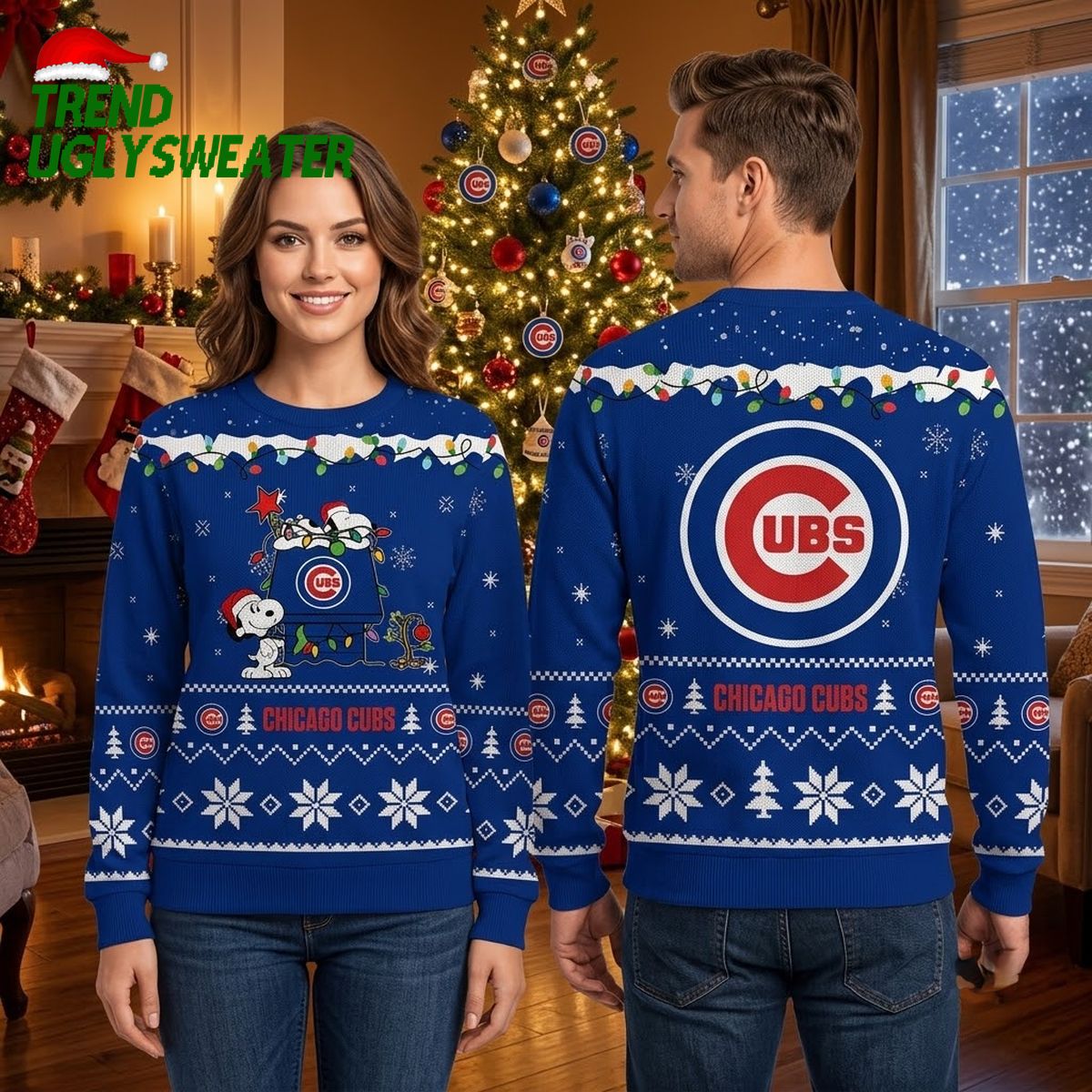 chicago cubs snoopy and woodstock christmas lights ugly christmas sweater chicago cubs snoopy and woodstock christmas lights ugly christmas sweater
