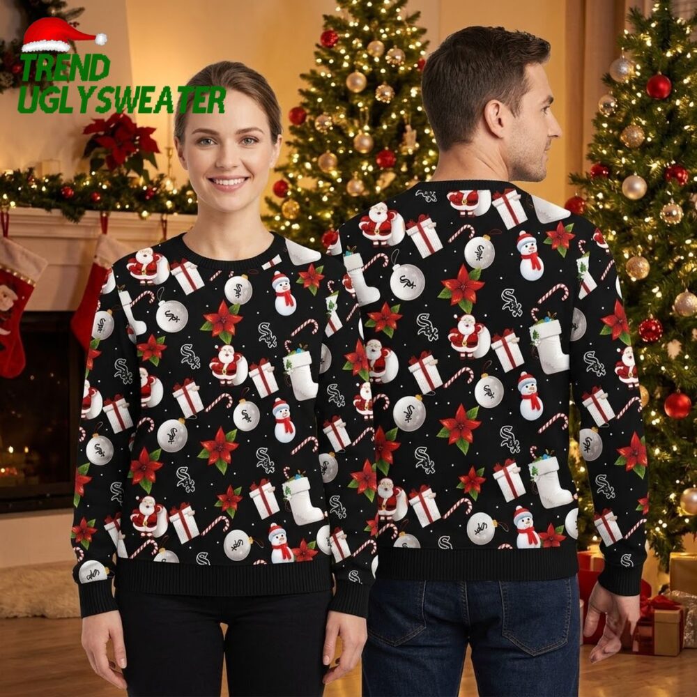chicago white sox logo christmas pattern ugly christmas sweater