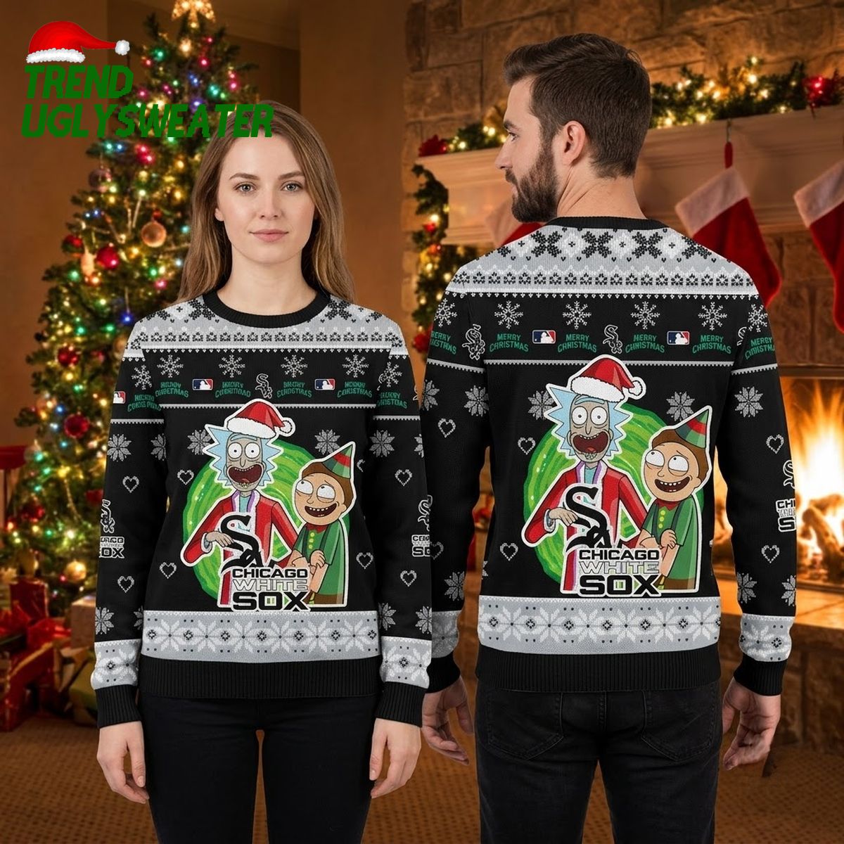 chicago white sox rick and morty santa hat ugly christmas sweater chicago white sox rick and morty santa hat ugly christmas sweater