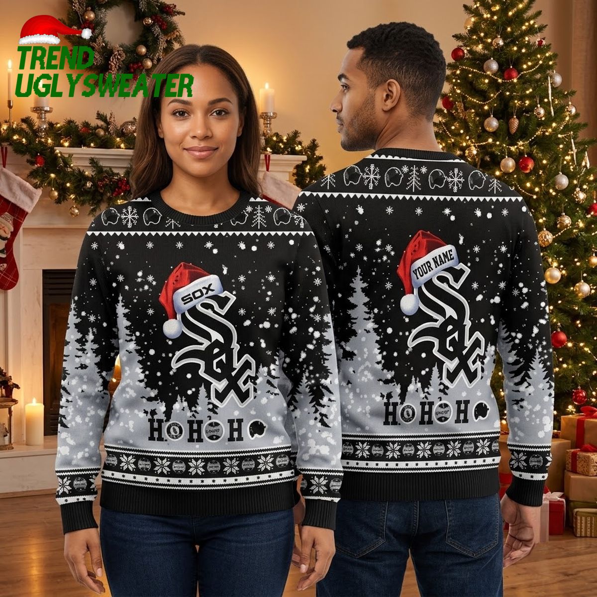 chicago white sox santa hat snowy night ho ho ho ugly christmas sweater chicago white sox santa hat snowy night ho ho ho ugly christmas sweater