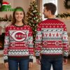 cincinnati reds logo snowflakes and reindeer ugly christmas sweater