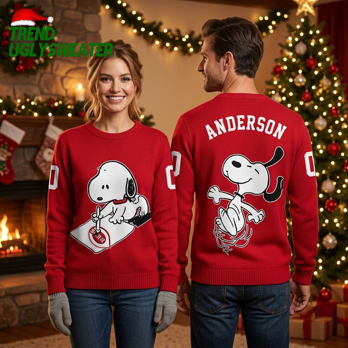 cincinnati reds snoopy baseball player custom name and number ugly christmas sweater cincinnati reds snoopy baseball player custom name and number ugly christmas sweater