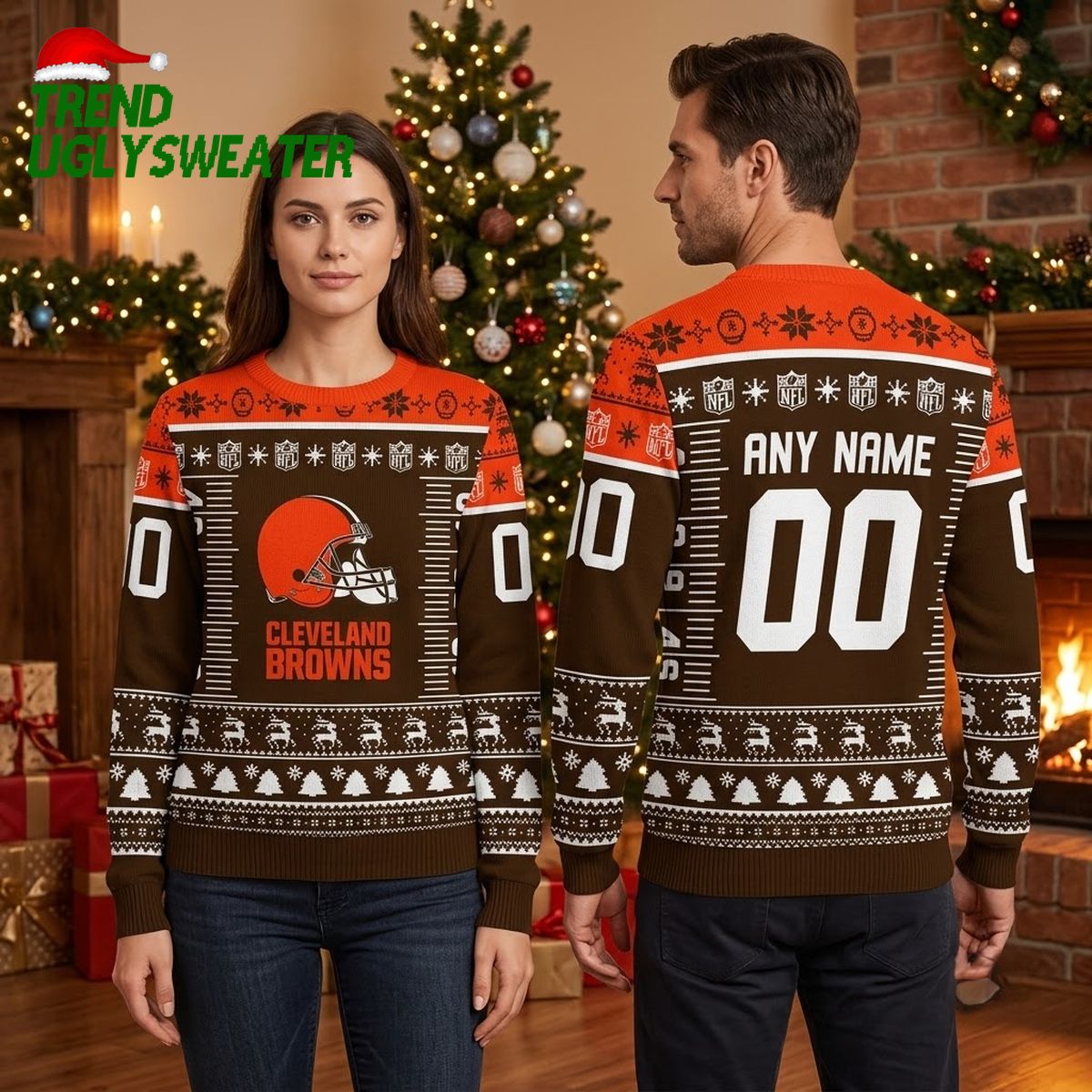 cleveland browns football helmet custom name and number ugly christmas sweater cleveland browns football helmet custom name and number ugly christmas sweater
