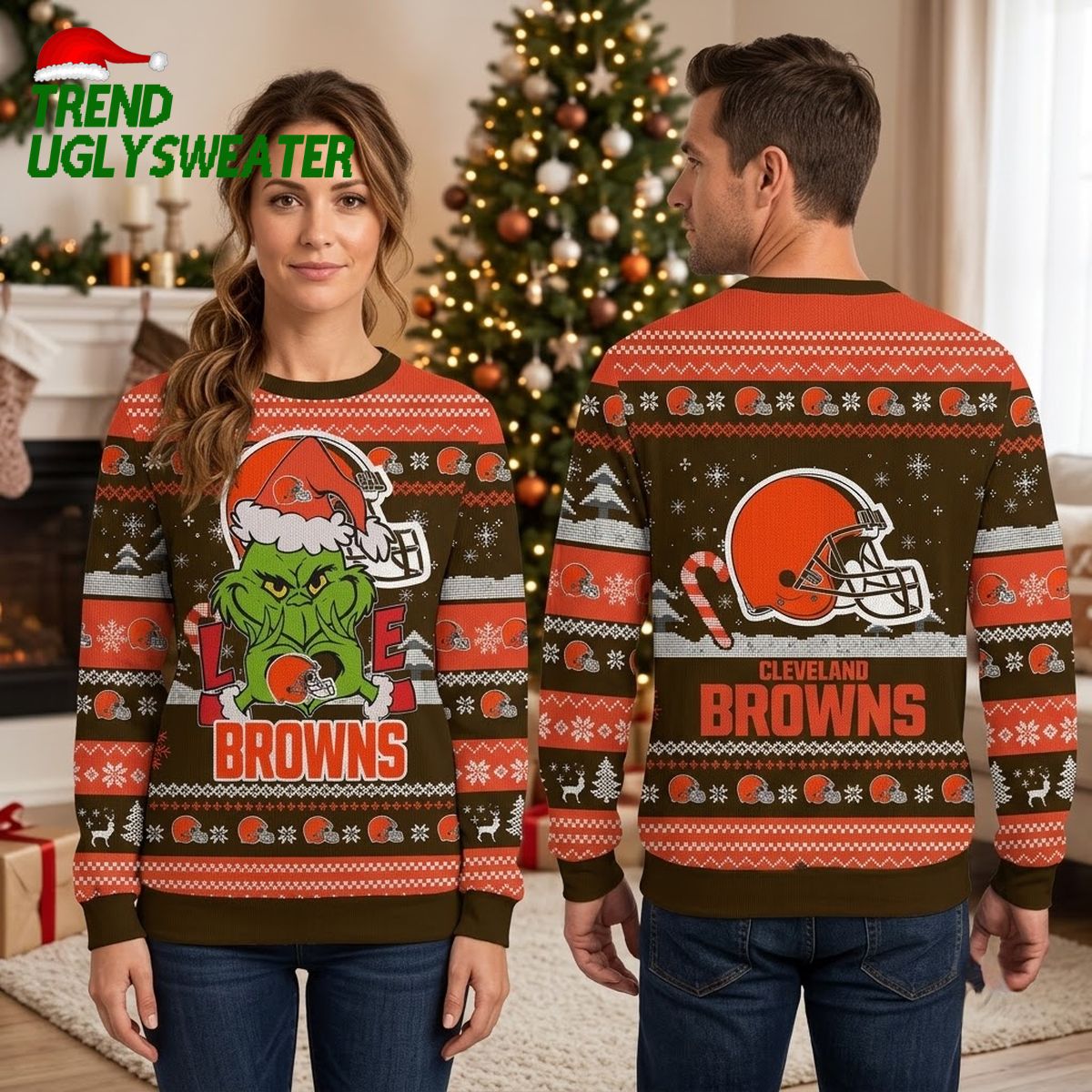 cleveland browns grinch santa hat football helmet ugly christmas sweater cleveland browns grinch santa hat football helmet ugly christmas sweater