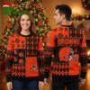Cleveland Browns Helmet Snowflake Pattern Ugly Christmas Sweater 2 cleveland browns helmet snowflake pattern ugly christmas sweater