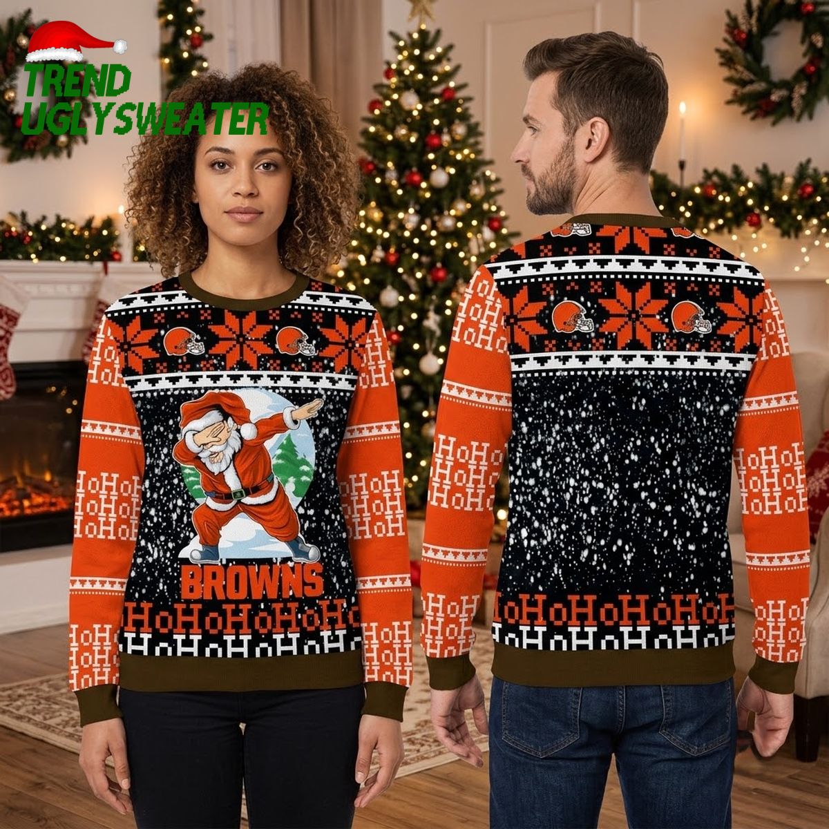 cleveland browns santa dabbing ugly christmas sweater cleveland browns santa dabbing ugly christmas sweater