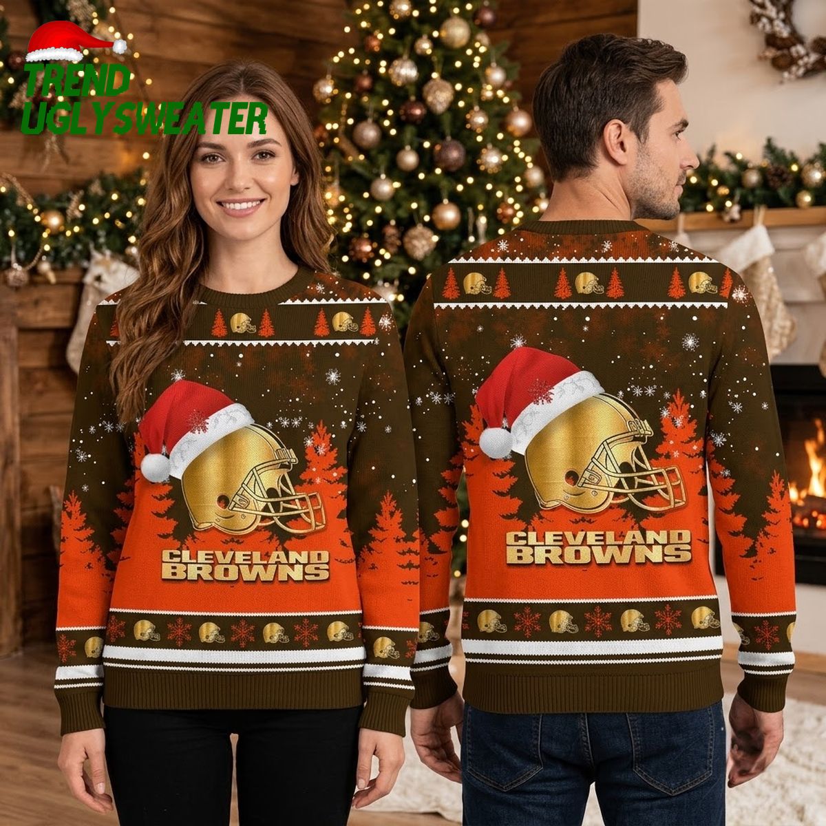 cleveland browns santa hat football helmet ugly christmas sweater cleveland browns santa hat football helmet ugly christmas sweater