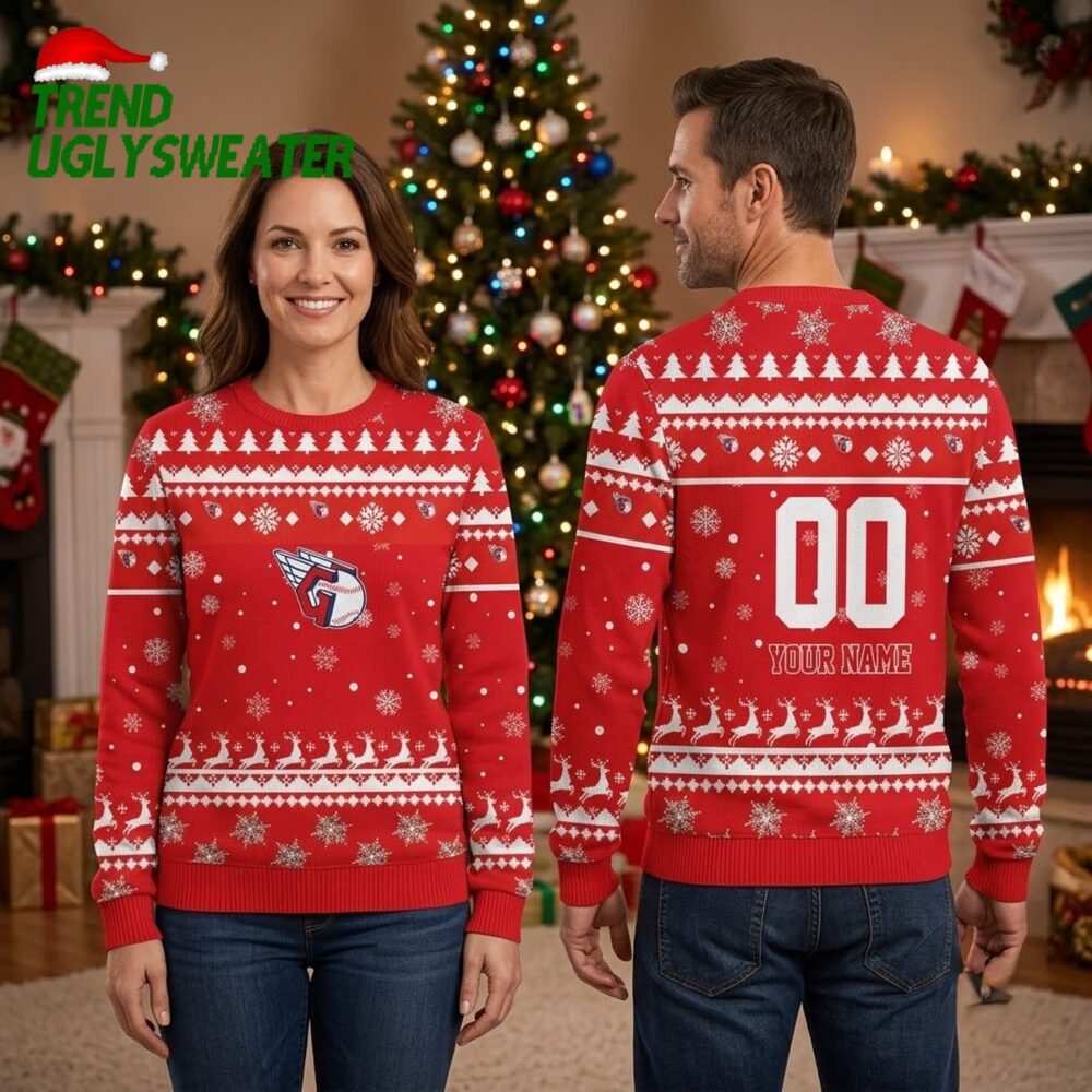 cleveland guardians custom name and number ugly christmas sweater