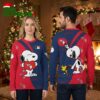 Cleveland Guardians Snoopy And Woodstock Red Blue Ugly Christmas Sweater 1 cleveland guardians snoopy and woodstock red blue ugly christmas sweater