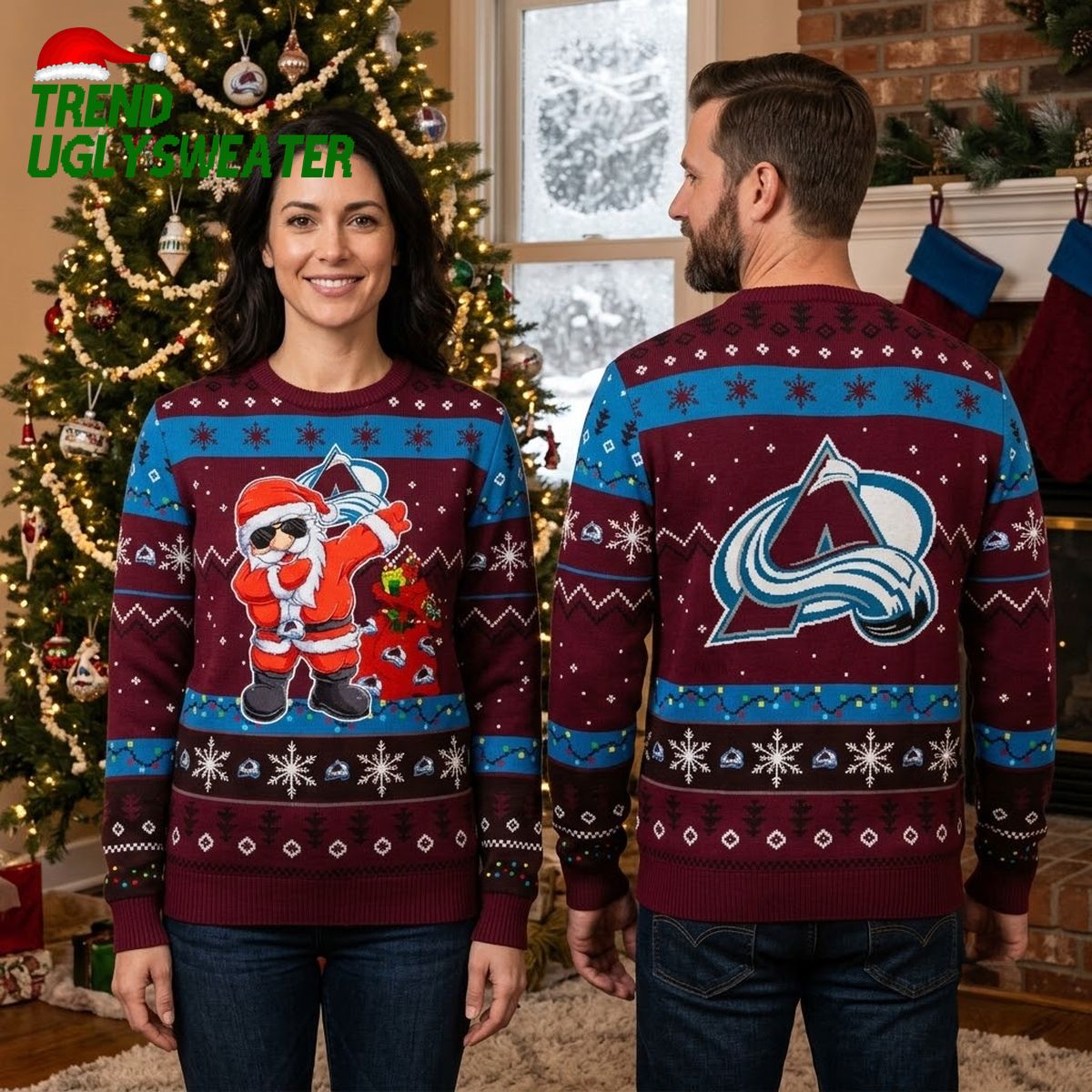 colorado avalanche dabbing santa claus ugly christmas sweater colorado avalanche dabbing santa claus ugly christmas sweater