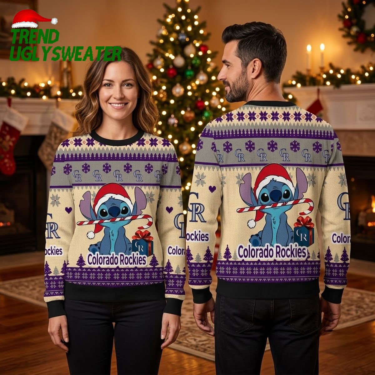 colorado rockies stitch santa hat candy cane ugly christmas sweater colorado rockies stitch santa hat candy cane ugly christmas sweater