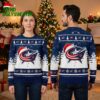 Columbus Blue Jackets Santa Hat Logo Navy Blue Ugly Christmas Sweater 2 columbus blue jackets santa hat logo navy blue ugly christmas sweater