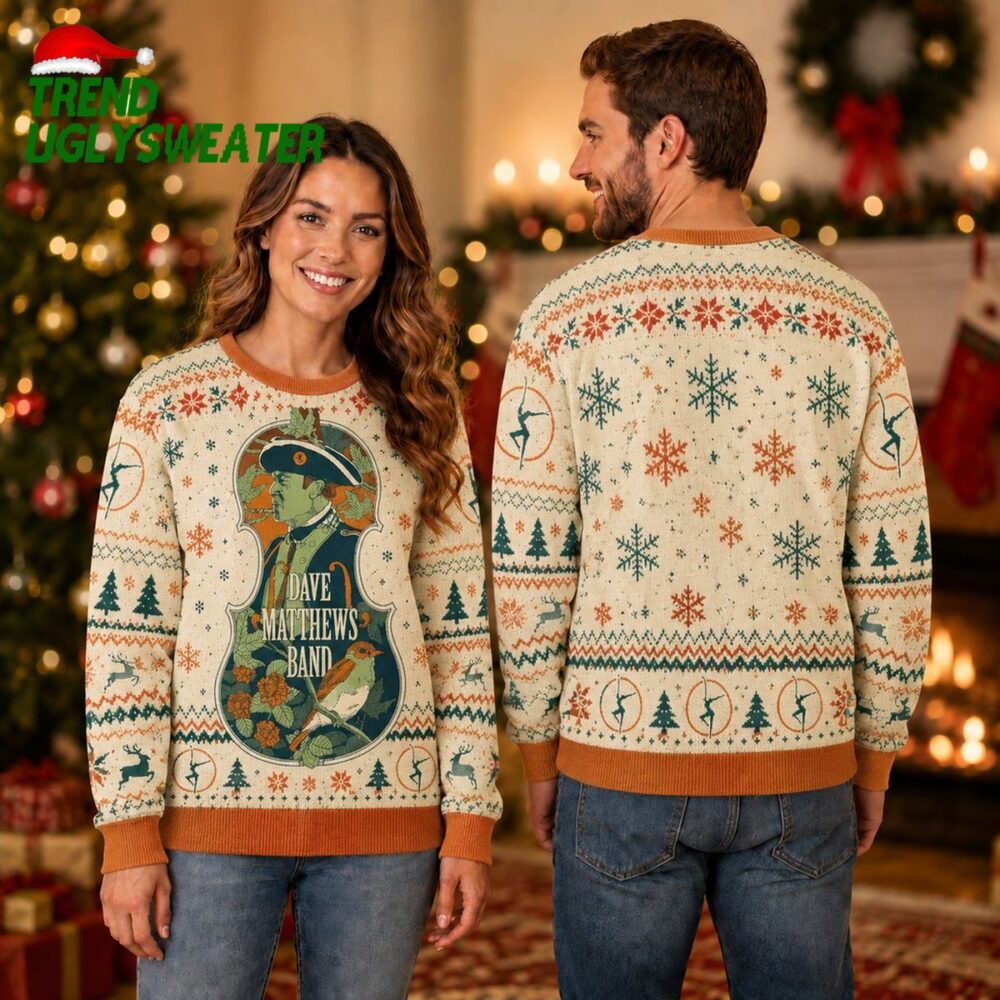 dave matthews band violin shaped portrait floral bird pattern ugly christmas sweater