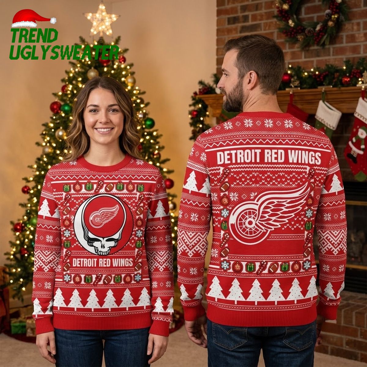 detroit red wings grateful dead skull ugly christmas sweater detroit red wings grateful dead skull ugly christmas sweater