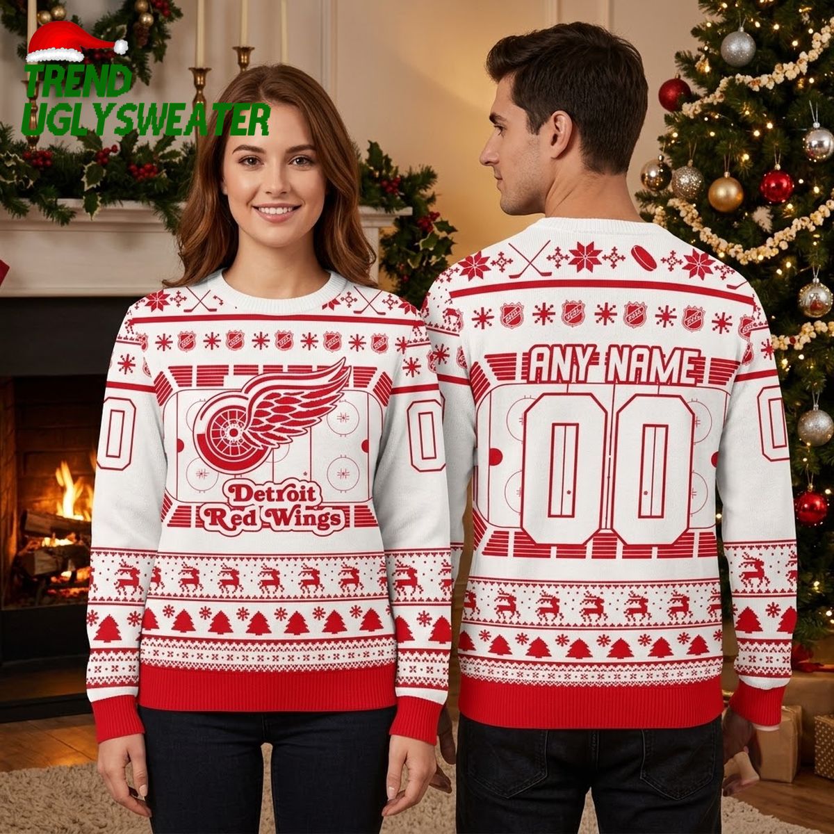 detroit red wings hockey rink custom name and number ugly christmas sweater detroit red wings hockey rink custom name and number ugly christmas sweater