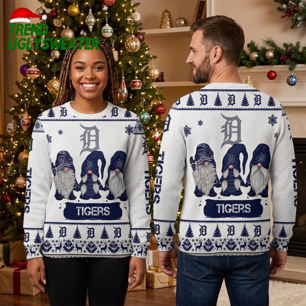 detroit tigers gnome family christmas ugly christmas sweater