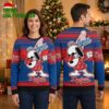 Dodgers Snoopy Dabbing Red And Blue Striped Ugly Christmas Sweater 2 dodgers snoopy dabbing red and blue striped ugly christmas sweater