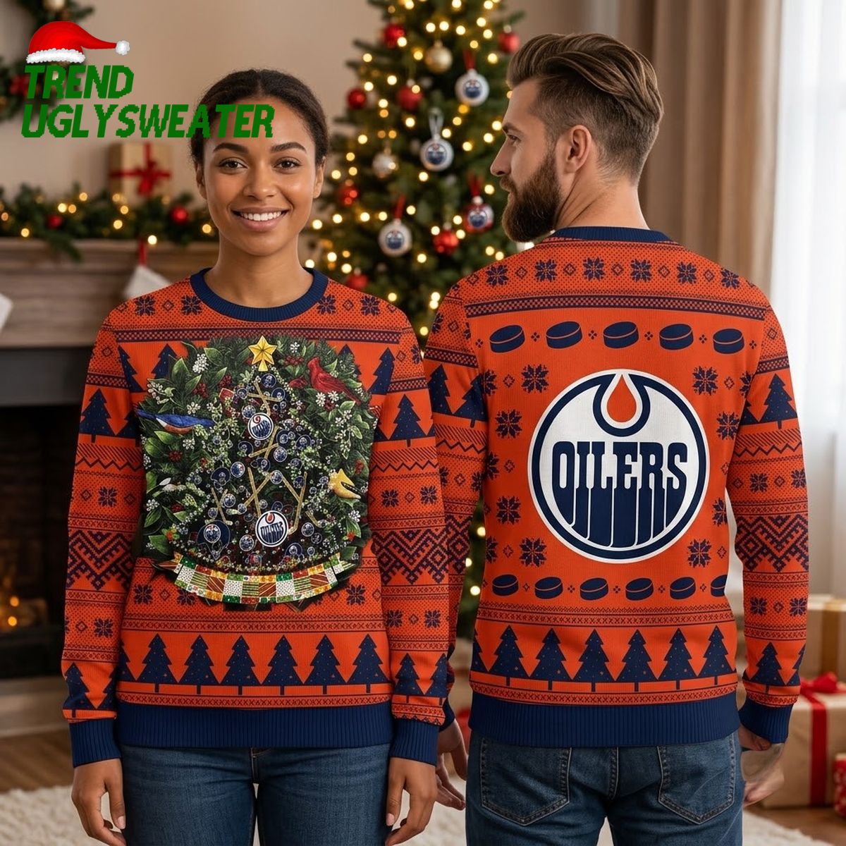 edmonton oilers christmas tree hockey ornament ugly christmas sweater edmonton oilers christmas tree hockey ornament ugly christmas sweater