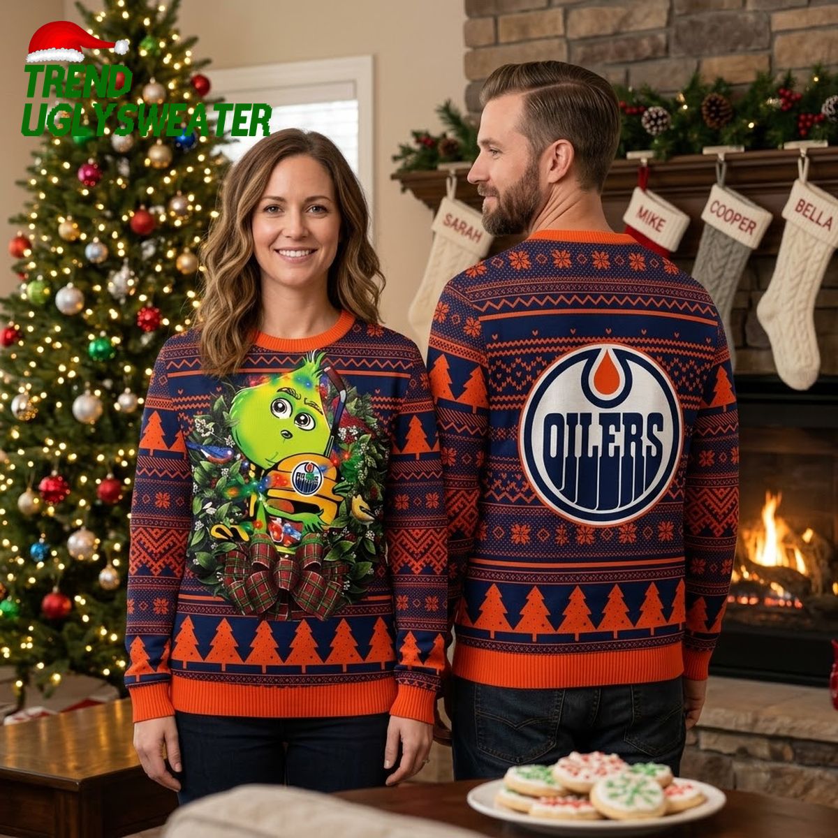 edmonton oilers grinch hug with christmas lights ugly christmas sweater edmonton oilers grinch hug with christmas lights ugly christmas sweater
