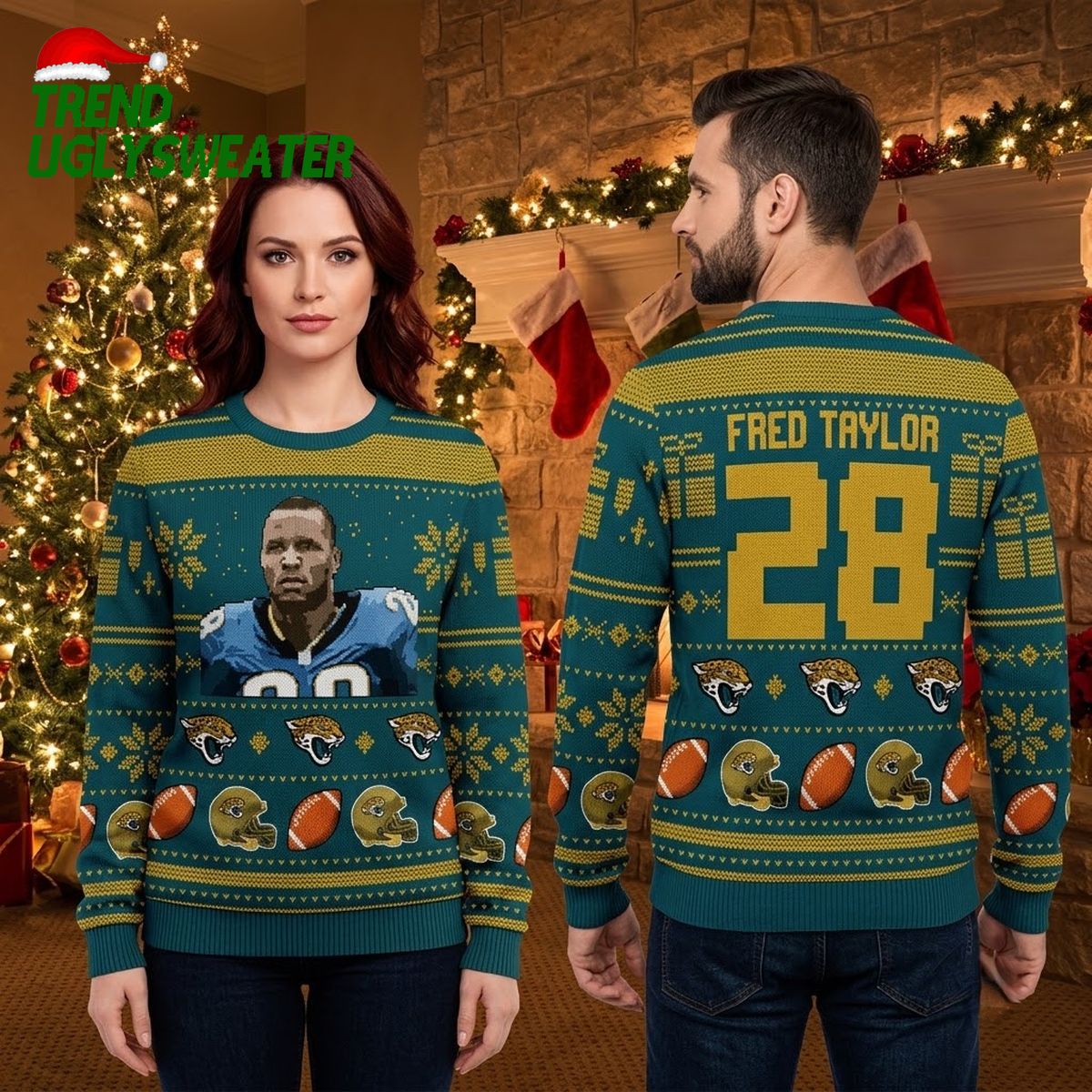 fred taylor 28 jacksonville jaguars football player ugly christmas sweater fred taylor 28 jacksonville jaguars football player ugly christmas sweater