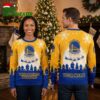golden state warriors santa sleigh custom name ugly christmas sweater