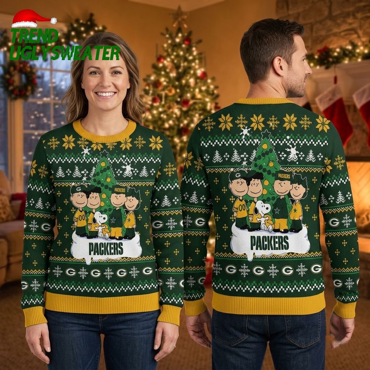 green bay packers peanuts characters christmas tree ugly christmas sweater green bay packers peanuts characters christmas tree ugly christmas sweater