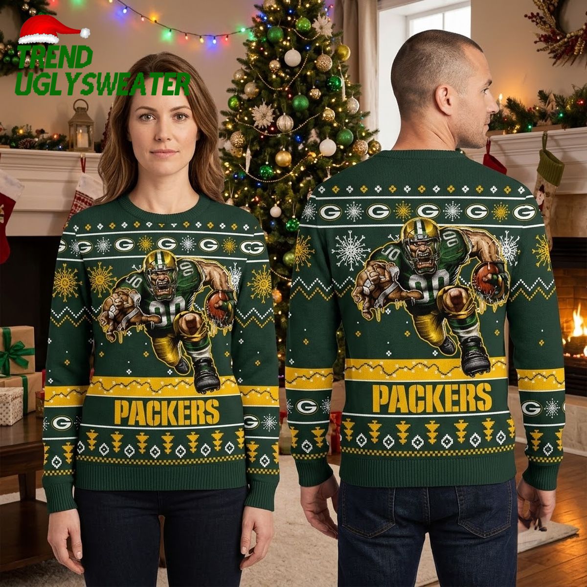 green bay packers rushing football player number 10 ugly christmas sweater green bay packers rushing football player number 10 ugly christmas sweater