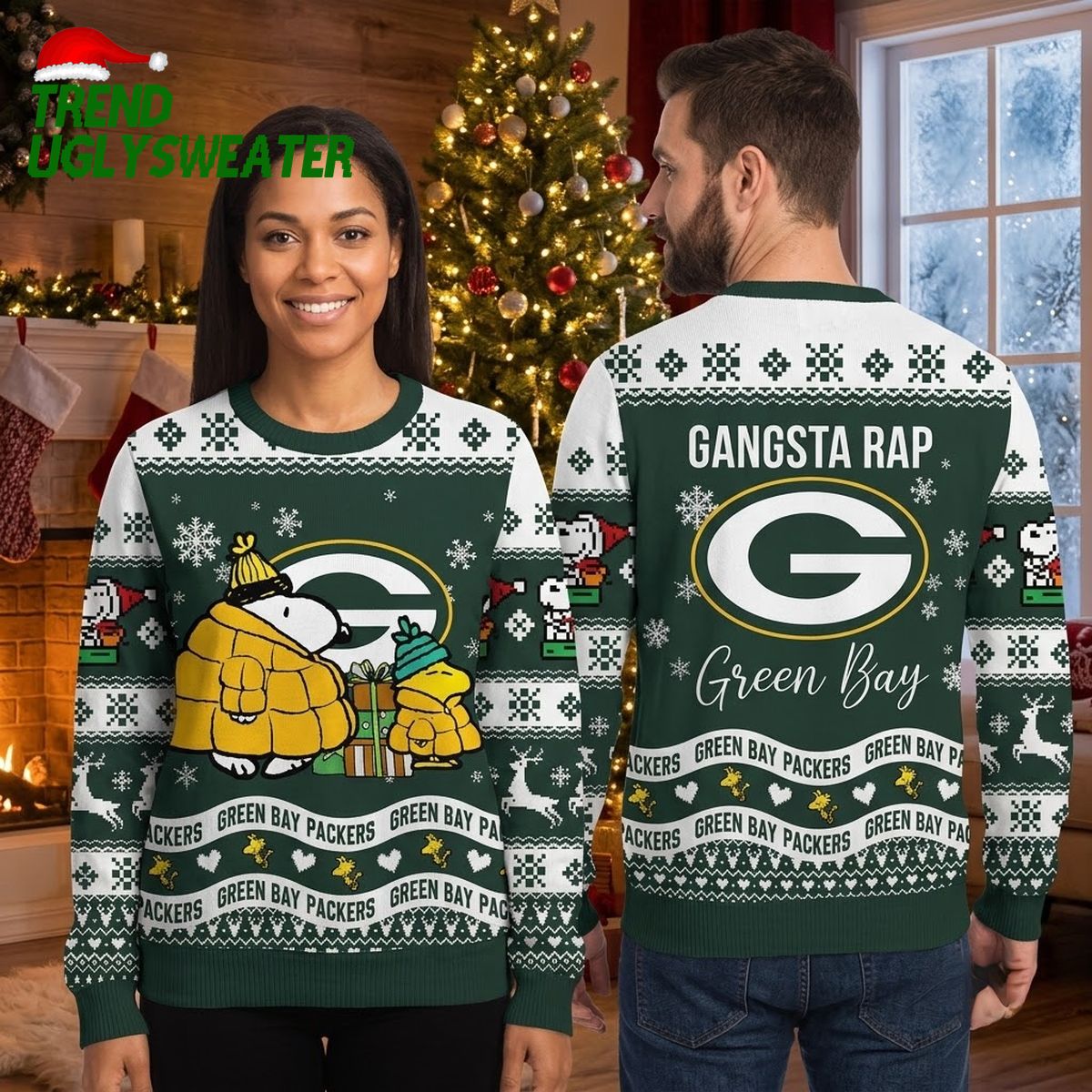 green bay packers snoopy and woodstock winter coats ugly christmas sweater green bay packers snoopy and woodstock winter coats ugly christmas sweater