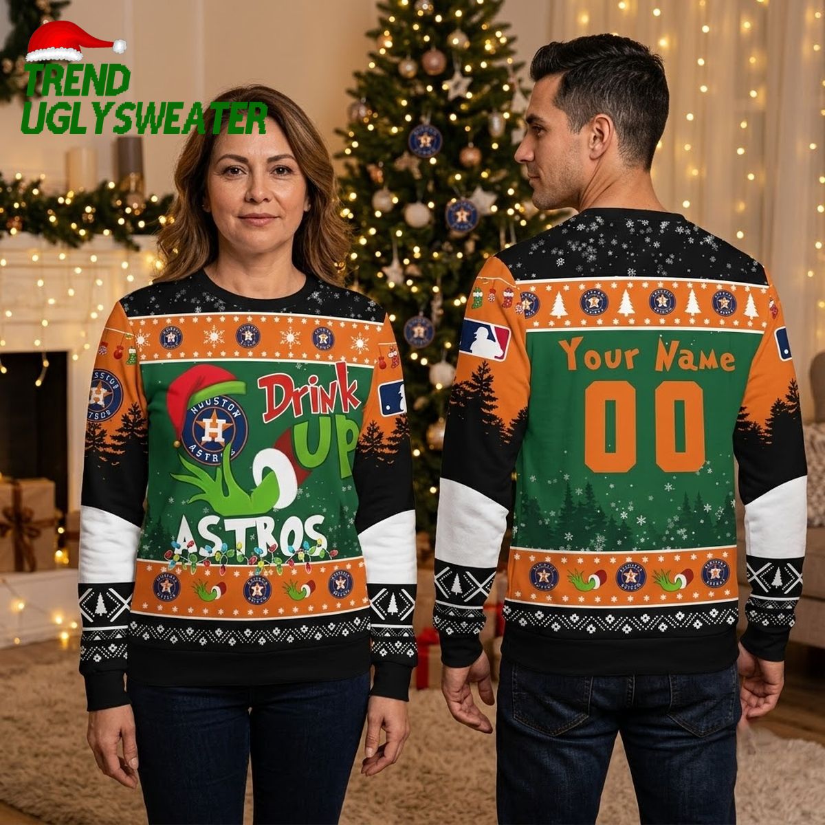 houston astros drink up grinch personalized custom name and number ugly christmas sweater houston astros drink up grinch personalized custom name and number ugly christmas sweater