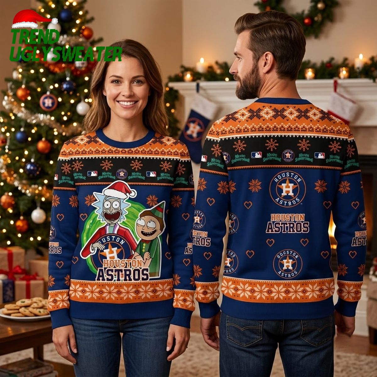 houston astros rick and morty santa hat ugly christmas sweater houston astros rick and morty santa hat ugly christmas sweater