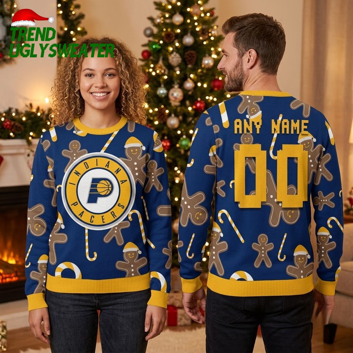 indiana pacers gingerbread people custom name and number ugly christmas sweater indiana pacers gingerbread people custom name and number ugly christmas sweater