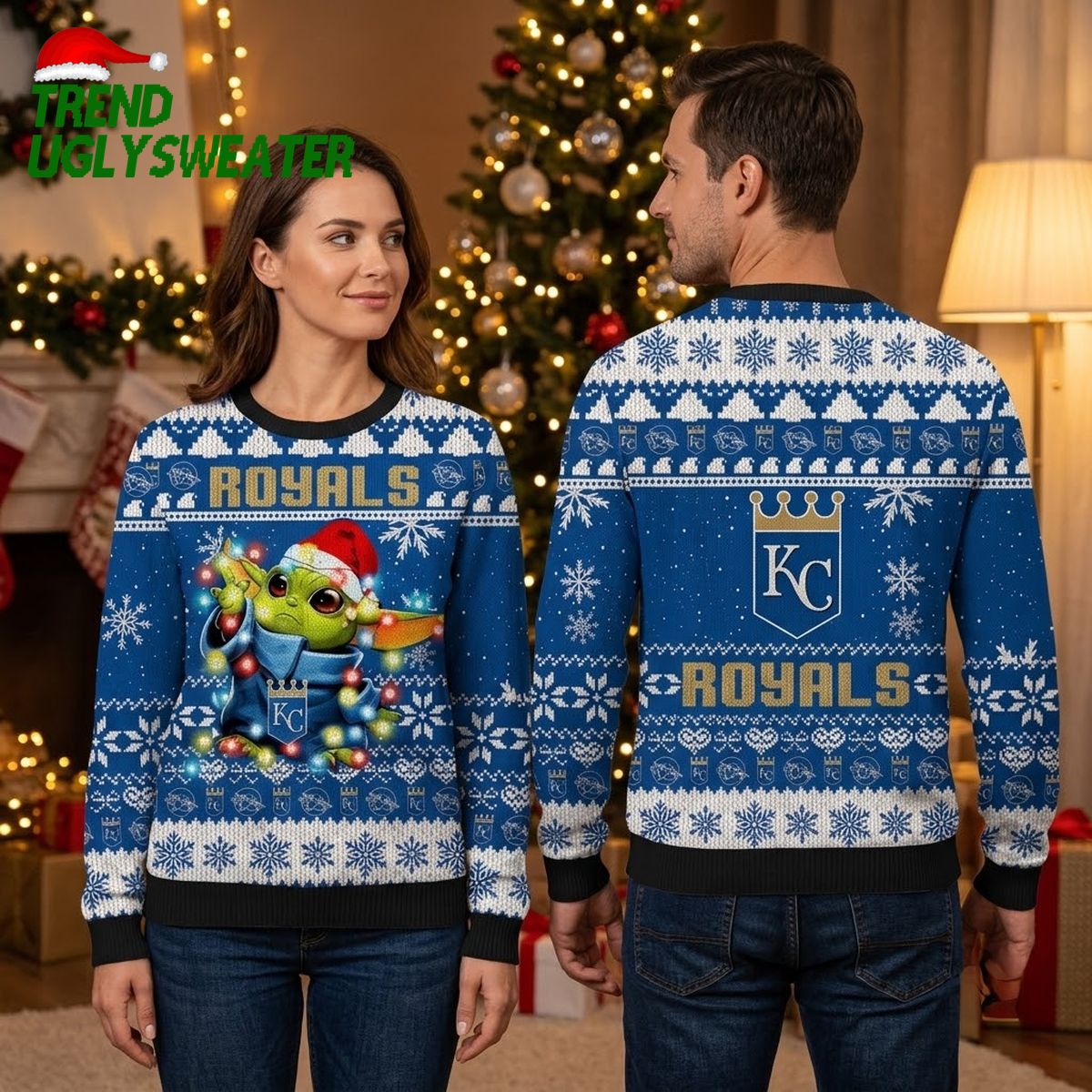 kansas city royals grogu santa hat christmas lights ugly christmas sweater kansas city royals grogu santa hat christmas lights ugly christmas sweater