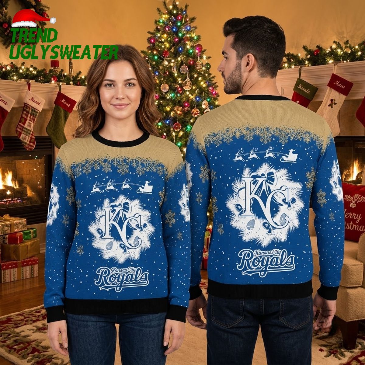 kansas city royals reindeer snowy night ugly christmas sweater kansas city royals reindeer snowy night ugly christmas sweater