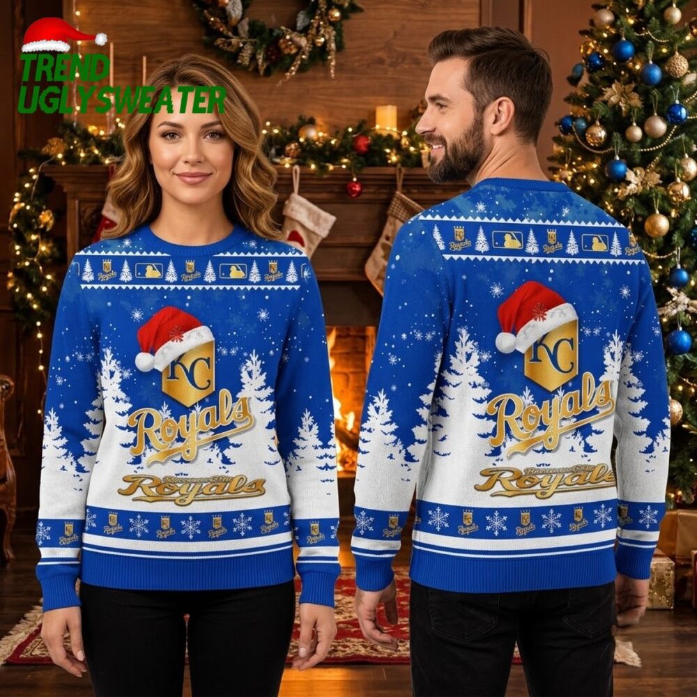 kansas city royals santa hat logo snowflake ugly christmas sweater