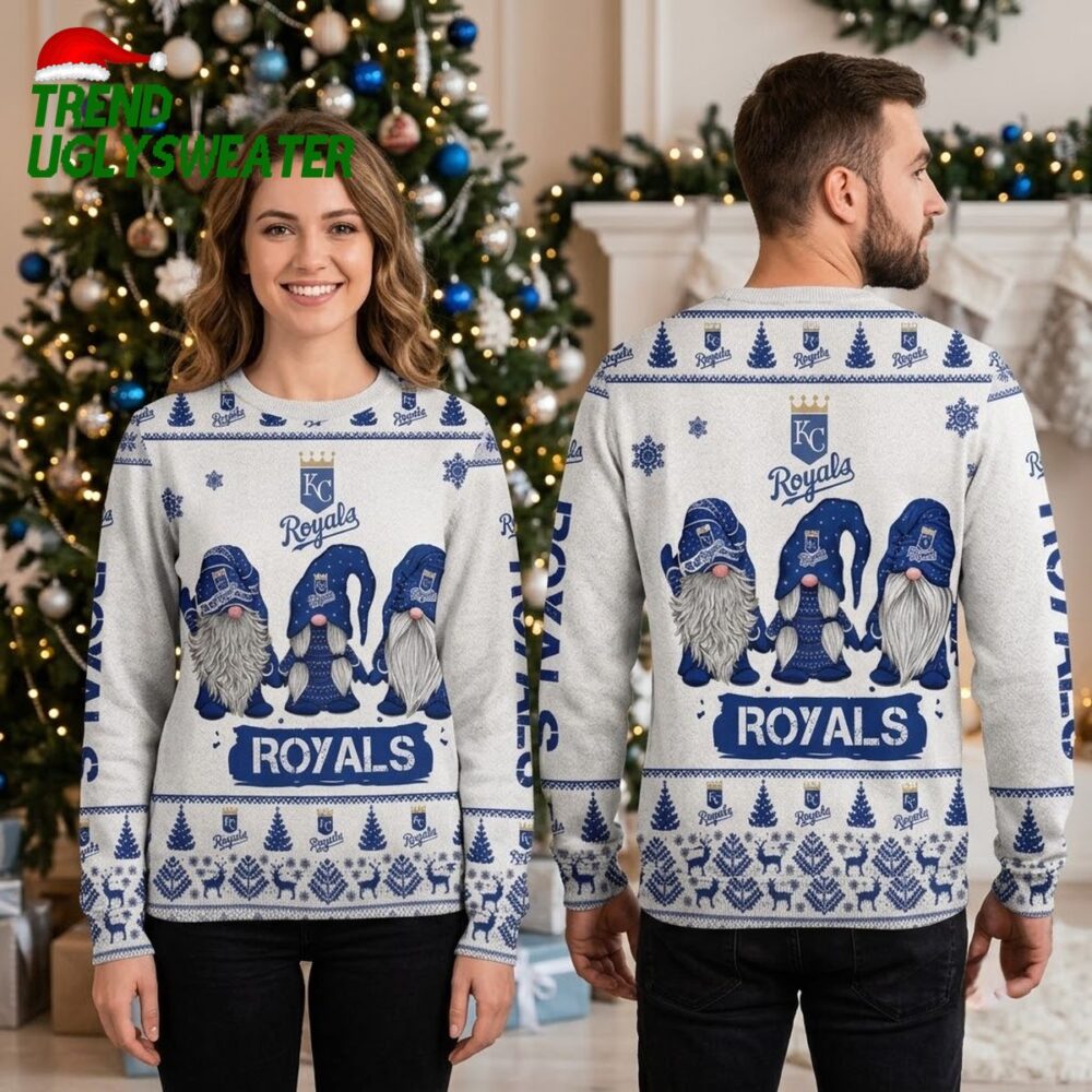 kansas city royals three gnome trio ugly christmas sweater