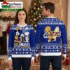 los angeles lakers mickey mouse and snoopy city of champions ugly christmas sweater